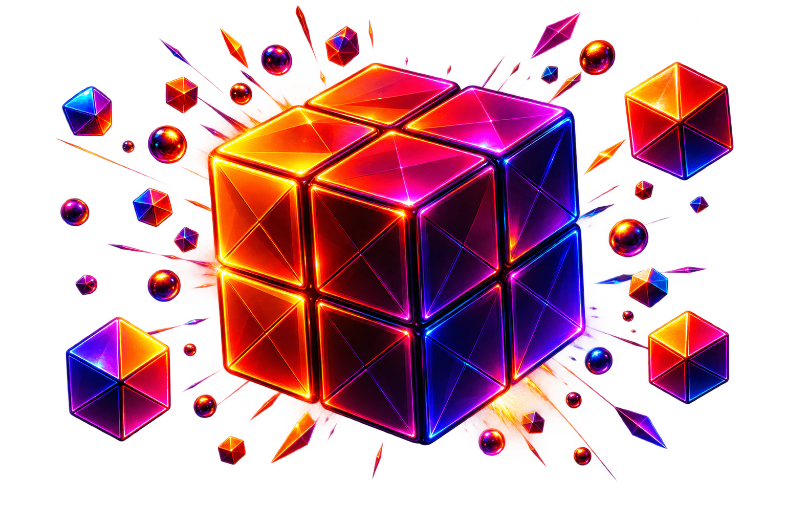 Colourful glowing cubes